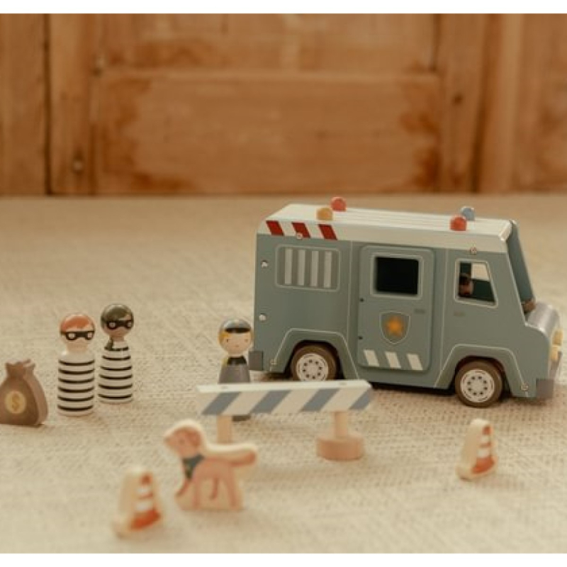 Plavi drveni policijski kombi (24 m+), Little Dutch (LD2541)