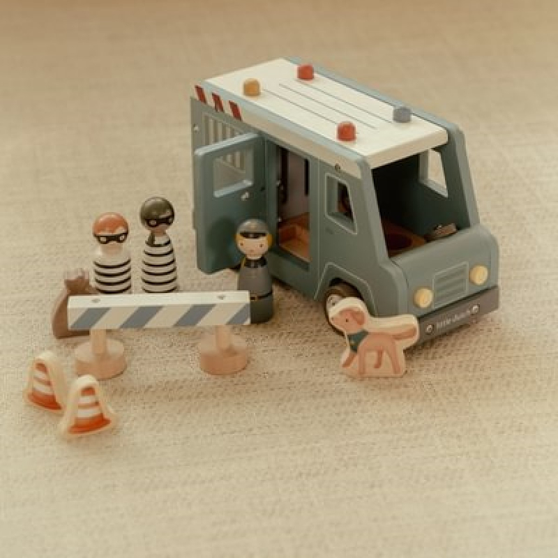 Plavi drveni policijski kombi (24 m+), Little Dutch (LD2541)