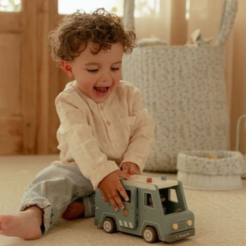 Plavi drveni policijski kombi (24 m+), Little Dutch (LD2541)