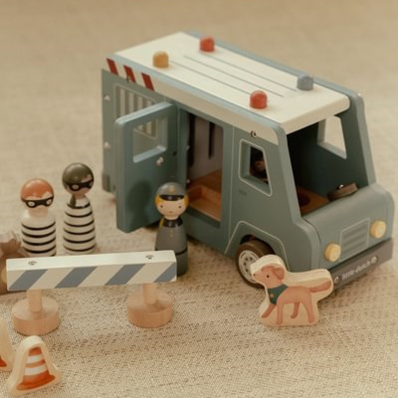Plavi drveni policijski kombi (24 m+), Little Dutch (LD2541)