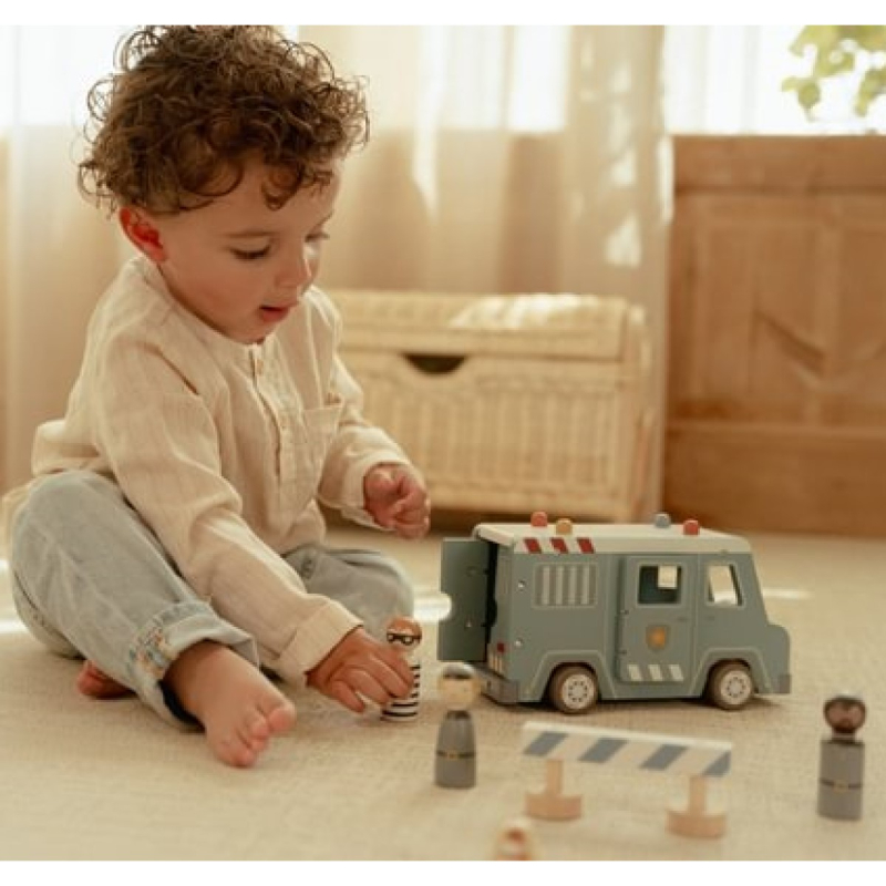 Plavi drveni policijski kombi (24 m+), Little Dutch (LD2541)