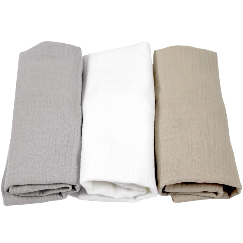 BabyLux set ovalnih plahti za košaru muslin NATURAL 3 kom