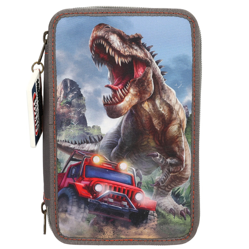 Dino World smeđa pernica T-REX, 3 dijela