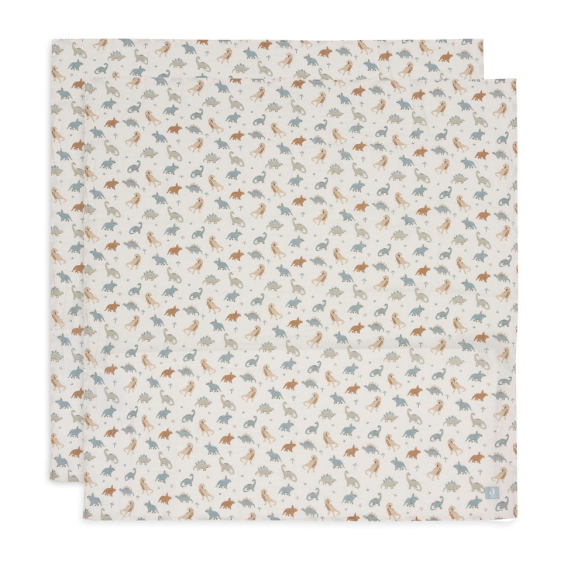 Kremno bele tetra plenice ROARSOME (115x115 cm) - 2 kosa,  Jollein®