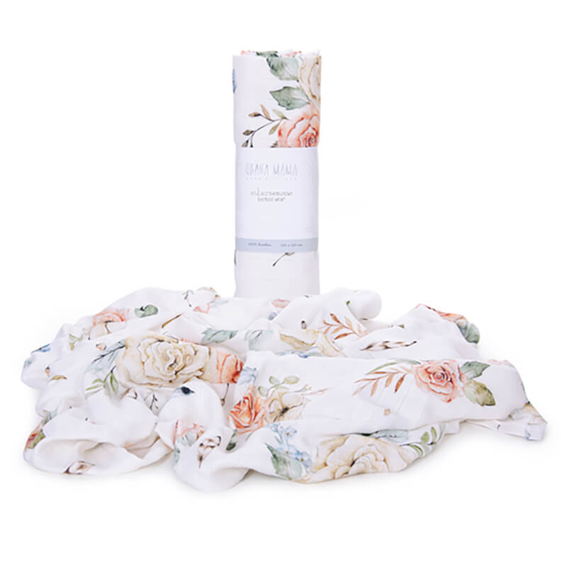 Odeja za povijanje iz bambusa vintage flowers
