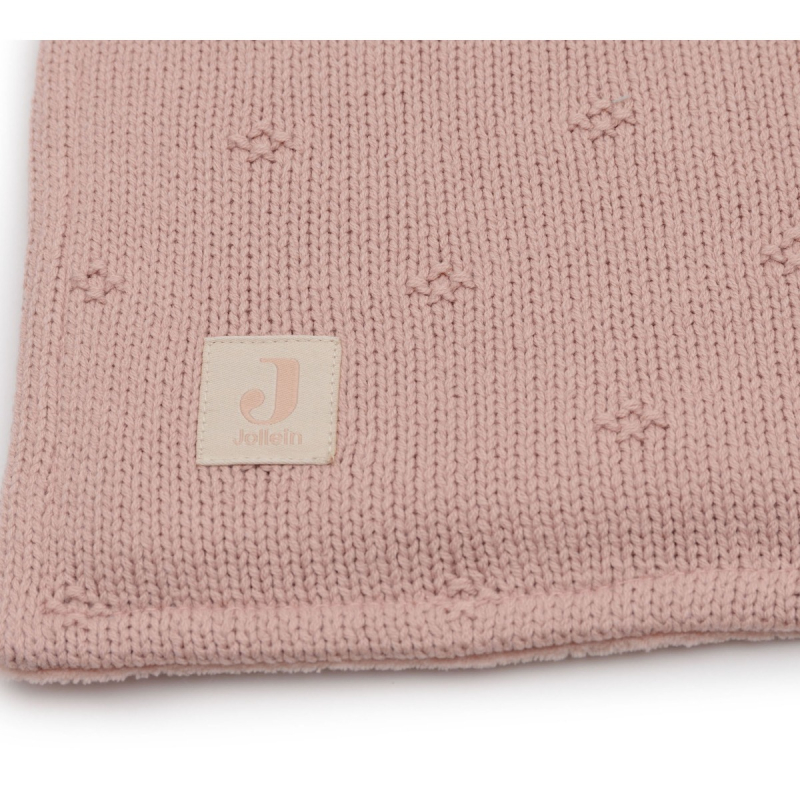 Roza dvoslojna pletena odeja 75x100cm Cosy Knit Wild Rose/Velvet, Jollein®