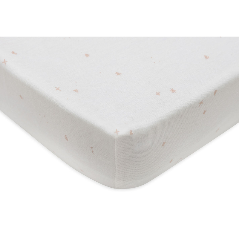 Kremno bela jogi rjuha 80/90x40 cm TWINKLING WILD ROSE, bombažni jersey, Jollein®