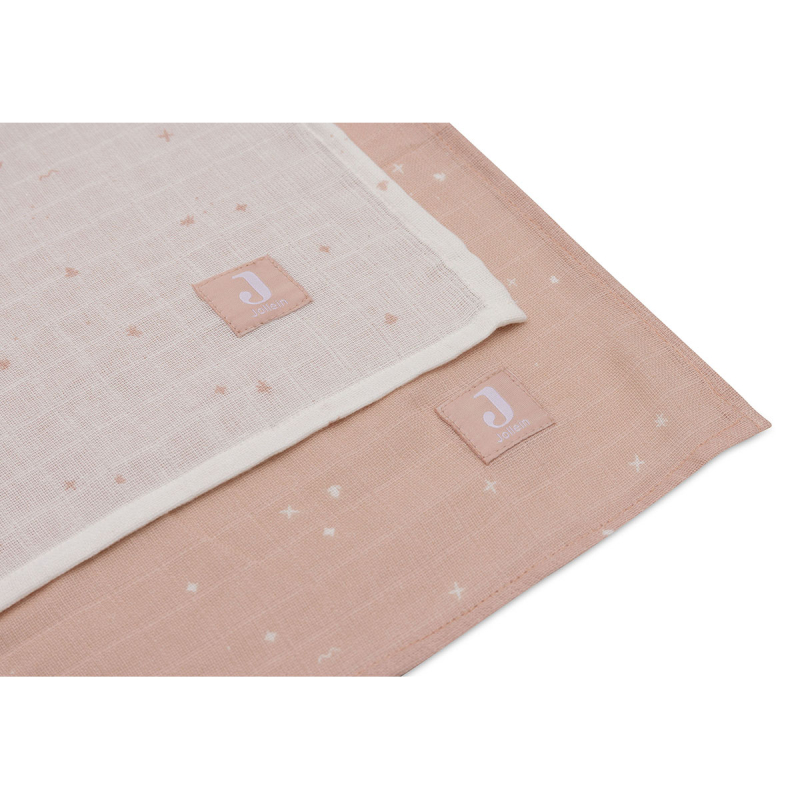 Pudrasto roza tetra plenice TWINKLING WILD ROSE (115x115 cm) - 2 kosa,  Jollein®