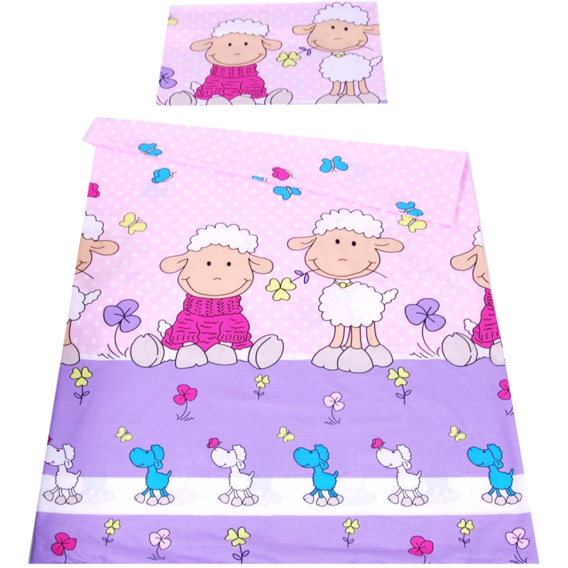 Roza 2-dijelna posteljina OVCA, 120x90 cm, BabyLux