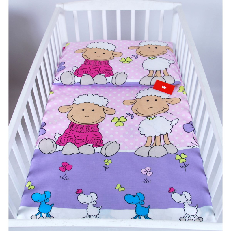 Roza 2-dijelna posteljina OVCA, 120x90 cm, BabyLux