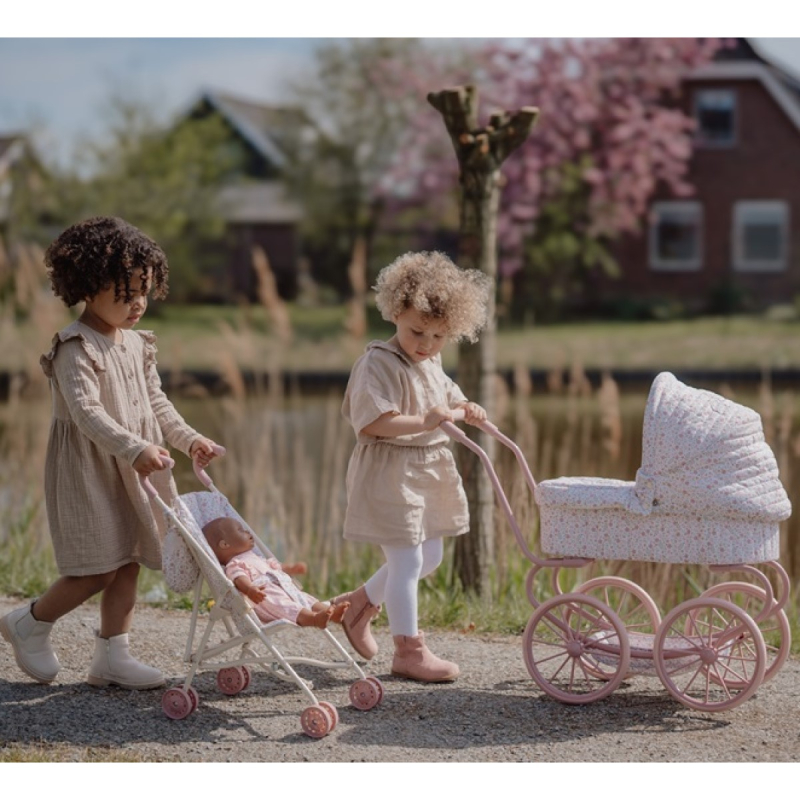 Roza metalna kolica za djevojčice Soft Flowers (36 mjeseci+), Little Dutch (LD4585)