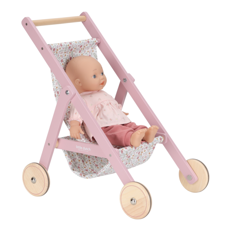 Ružičasta drvena kolica za lutke Fairy garden (3 godine+), Little Dutch (LD2518)