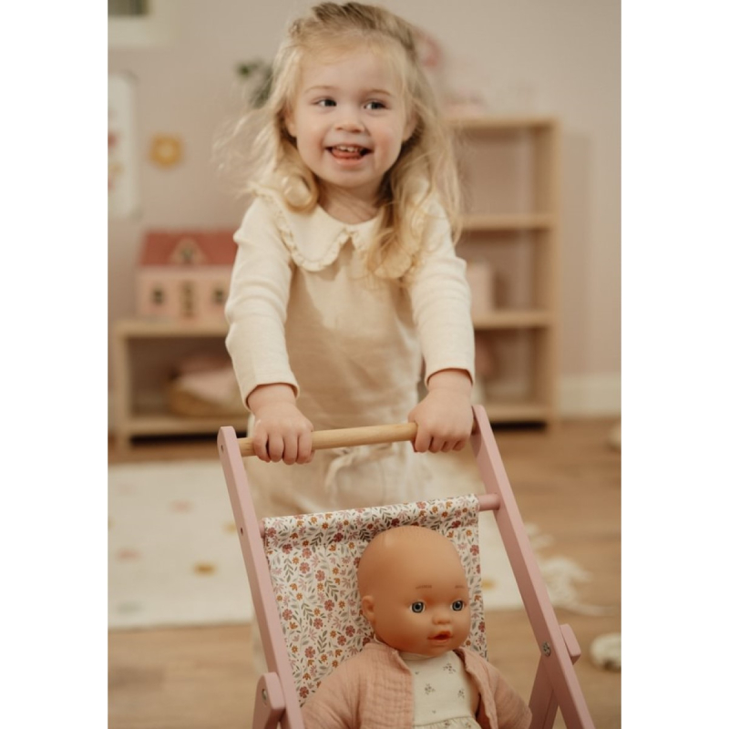 Ružičasta drvena kolica za lutke Fairy garden (3 godine+), Little Dutch (LD2518)
