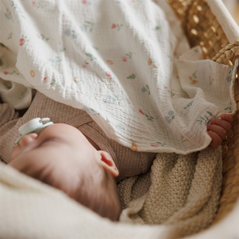 Roza tetra muslin pelene s printom, RUŽE (3 KOM) BabyOno