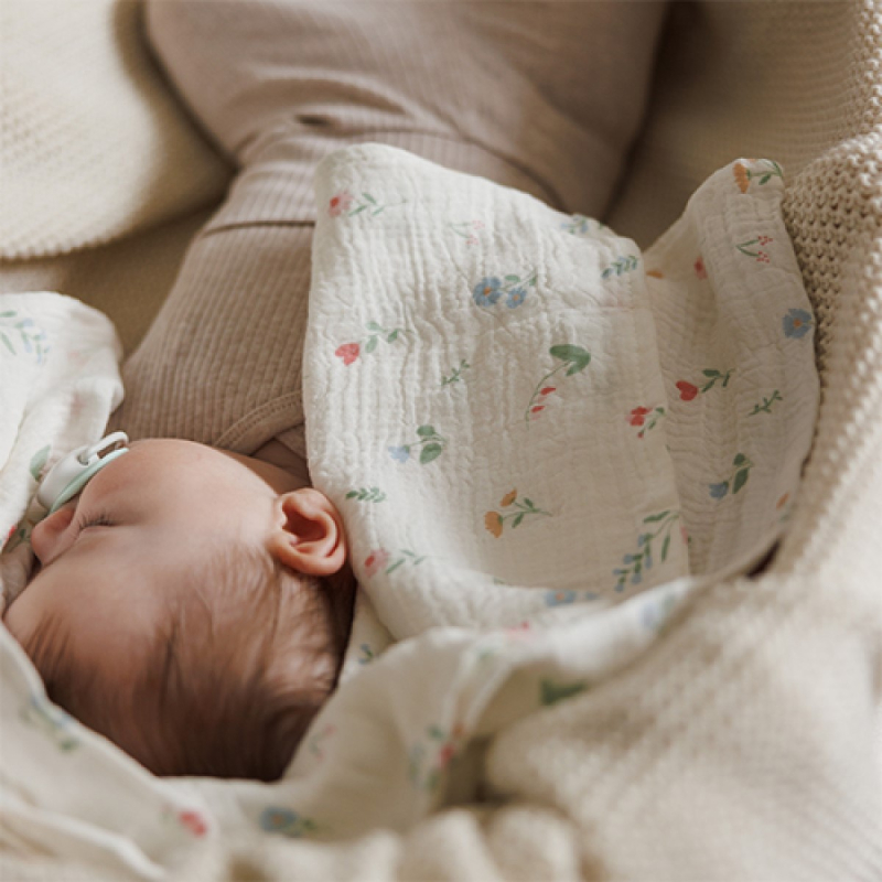 Roza tetra muslin pelene s printom, RUŽE (3 KOM) BabyOno