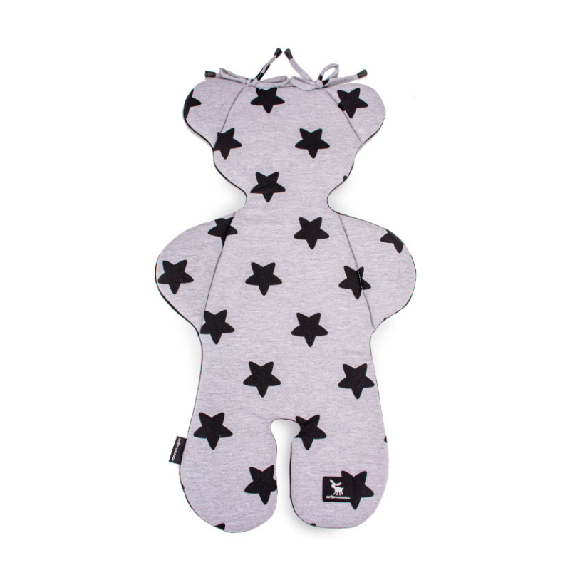 ČRNA - MELANGE SIVA ZVEZDICE blazina za voziček MEDVEDEK, Cottonmoose