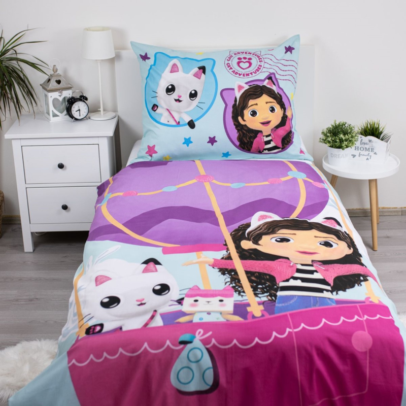 Svijetloplava 2-dijelna posteljina GABBY's DOLLHOUSE Balon, 140x200 cm
