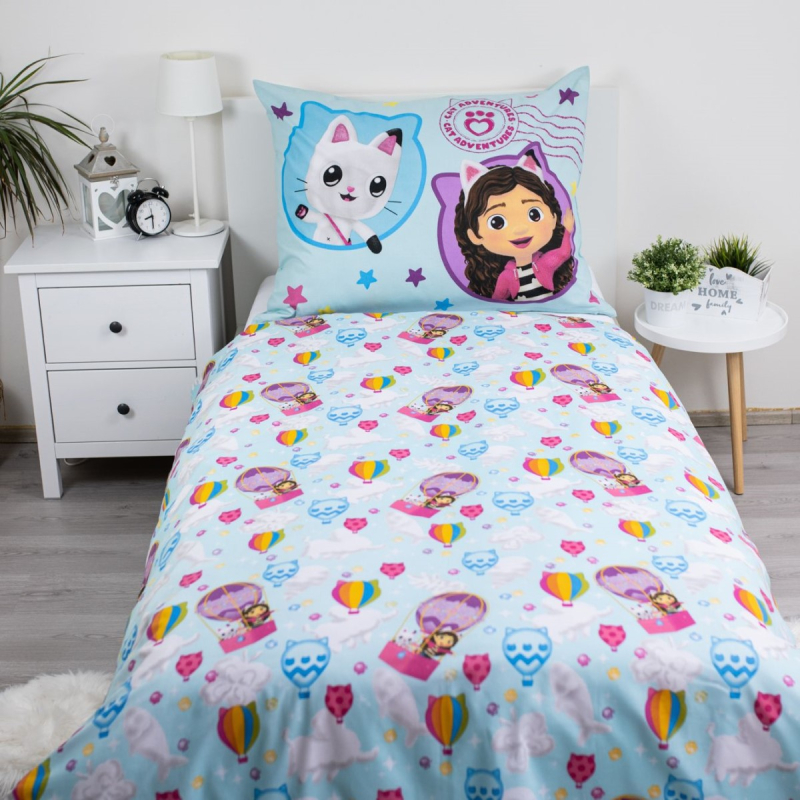 Svijetloplava 2-dijelna posteljina GABBY's DOLLHOUSE Balon, 140x200 cm