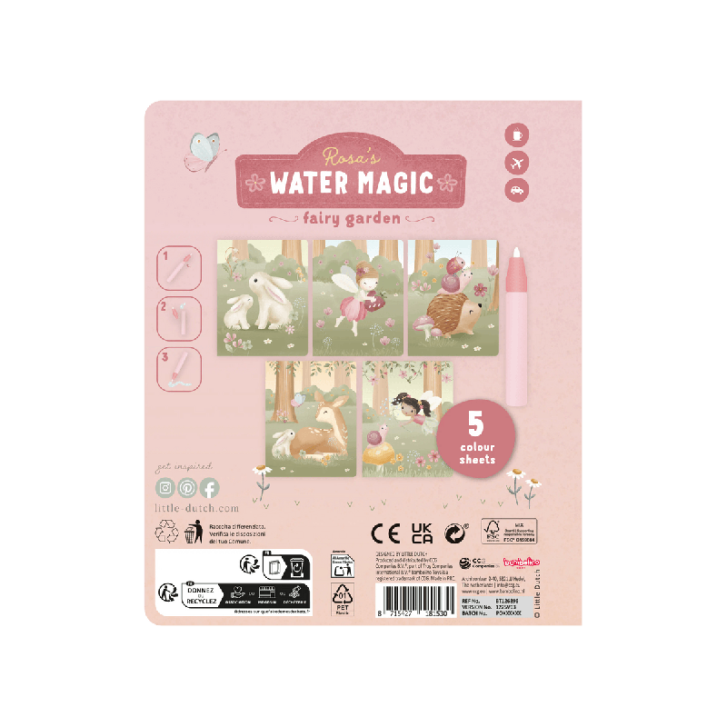 Vodna čarobna knjiga Water Magic Rosa Fairy Garden (2 godine+), Little Dutch
