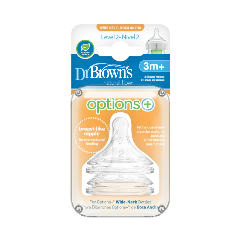 Silikonska duda Anti-Colic, široko grlo, silikon - level 2, Dr. Brown's 