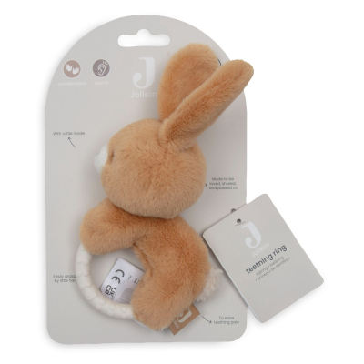 Rjava plišasta ropotuljica - grizalo ZAJČEK Bunny Luz (0m+) Jollein®