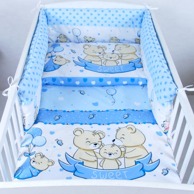 Modra 3-delna posteljnina MEDVEDKI SWEET, 120x90 cm, BabyLux
