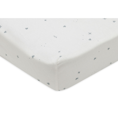KREM BIJELA plahta za madrac 140x70 cm TWINKLING SEA GREEN, pamučni jersey, Jollein®