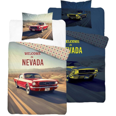 Dvostrana posteljina AMERICAN CAR 140x200 cm, Glow in the dark