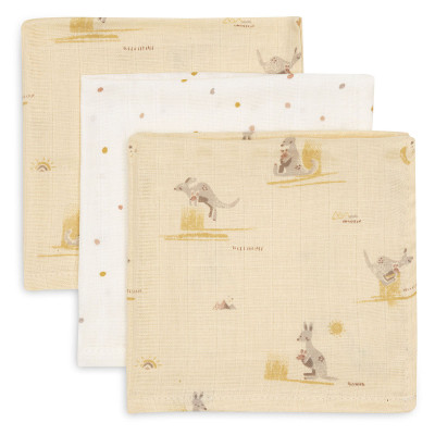 Pješčano žute krpice za umivanje KANGAROOTS 31x31 cm (3 kom), Jollein®