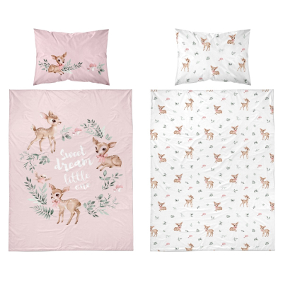 Roza dvostrani set posteljine BAMBI Sweet dream little one, 120x90 cm