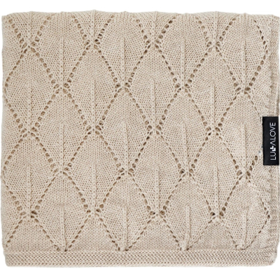 Bež MERINO deka LISTIĆI, Lullalove 90x100 cm – PREMIUM