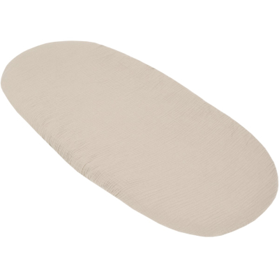 Bež ovalna plahta za košaru 75/80 x 35/40 cm od pamučnog muslina, BabyLux