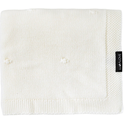 Bela MERINO volneno pletena odeja POPCORN, Lullalove 90x100 cm - PREMIUM