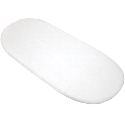 Bijela ovalna plahta za košaru 75/80 x 35/40 cm od pamučnog muslina, BabyLux