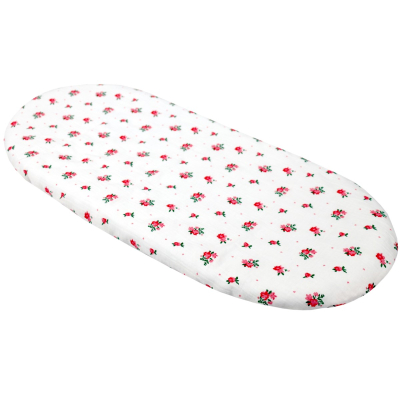 Bijela ovalna plahta za košaru 75/80 x 35/40 cm od pamučnog muslina – ROZA CVJETIĆI, BabyLux
