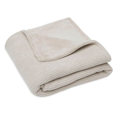 Bež dvostrana pletena deka BASIC KNIT/FLEECE 75x100 cm, Jollein