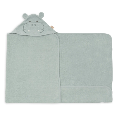 Zelena brisača s kapuco 70x130 cm Hippo Happy, Jollein&reg;