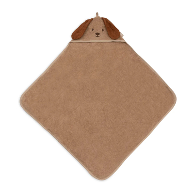 Smeđi ručnik s kapuljačom 75x75 cm štene Diego Dog, Jollein®