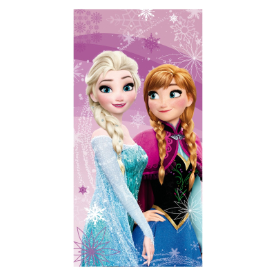 Ružičasti ručnik za kupanje SNJEŽNO KRALJEVSTVO Anna and Elsa 70x140 cm, ©DISNEY