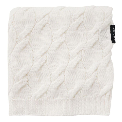 Kokos bijela MERINO vunena pletena deka LULLALOVE 80x100 cm - PREMIUM