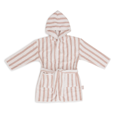 Krem bijeli dječji kućni ogrtač 1-2 godine STRIPE TERRY WILD ROSE, Jollein® GOTS