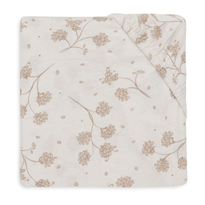 KREM BIJELA plahta za madrac 120x60 cm Leafy Dreams, pamučni žersej, Jollein®