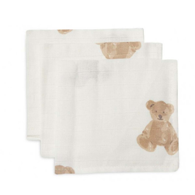 Bijele krpice za umivanje TEDDY BEAR 31x31cm (3 komada) Jollein®