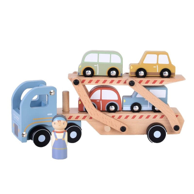 Plavi drveni autotransporter (18m+), Little Dutch