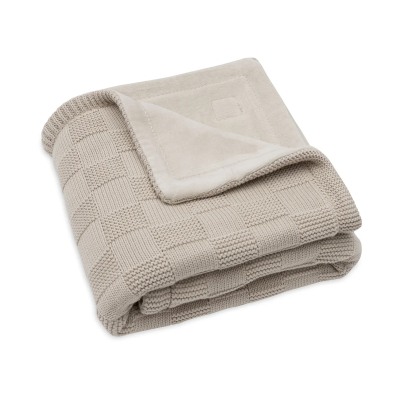 Bež dvoslojna pletena odeja 75x100cm Box Knit Warm Sand/Velvet, Jollein&reg; 