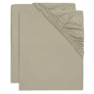 Maslinasto zelena plahta za madrac 80/90x40 cm, pamučni jersey (2 komada), Jollein®