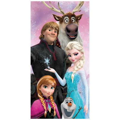 Ružičasti ručnik za kupanje FROZEN FAMILY, 70x140 cm, ©DISNEY