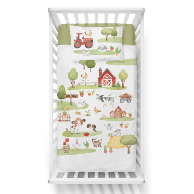 Sivo-bijela posteljina CUTE FARM 120x90 cm