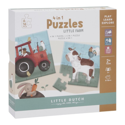 Slagalice LITTLE FARM 4 u 1 (2 godine+), Little Dutch (LD7153)