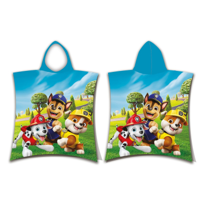 Plavo-zeleni pončo ručnik PAW PATROL 50x115 cm